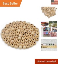 Big Hole Round Wooden Beads 8x10mm - Natural Wood for Elegant Jewelry Crafting