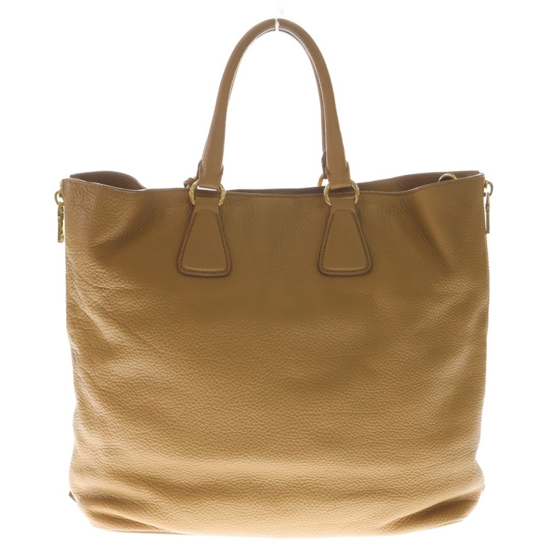 PRADA 2 way Tote Bag Handbag Shoulder Camel Brown Leather BN2419 Gold Used 093ee thumbnail 2