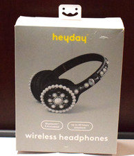 Heyday Wireless Black Headphones Embellished Bluetooth - 40 Hrs Playback NIB