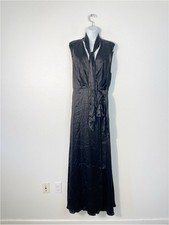 Fame and Partner Sleeveless Black Maxi Wrap Dress with Waist Tie Size 16 NEW