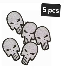 5pc Lot Patch Set Skull Head Punk Design Iron-on Patches