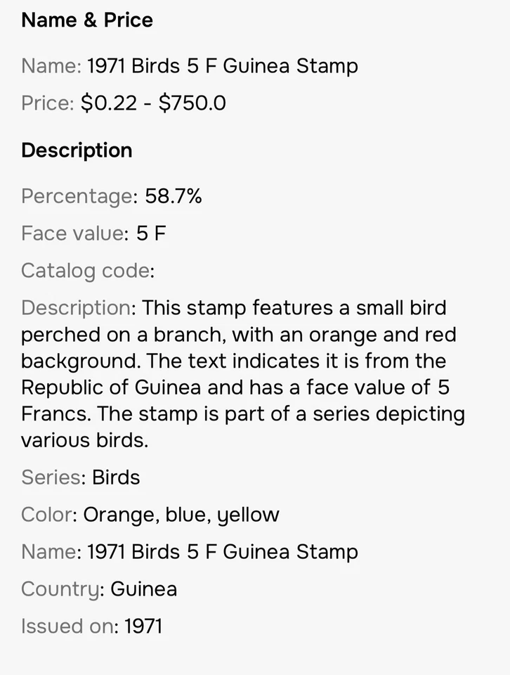 SMT, GUINEA: BIRDS correio aéreo e conjunto definitivo de 9 selos, sem marca de charneira - Imagem 2 de 2