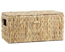 Water Hyacinth Baskets for Organizing, Rectangular Wicker Basket with Lid, St...