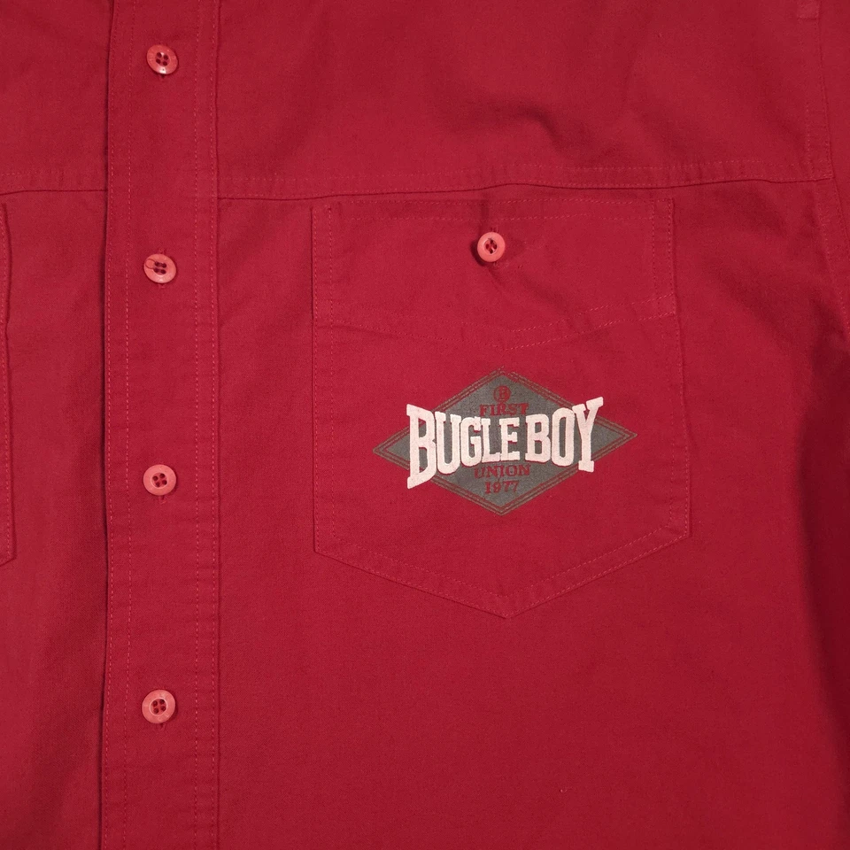 Camisa de trabajo vintage Bugle Boy para hombre extra grande roja manga corta abotonada años 90 Foto 4 de 4
