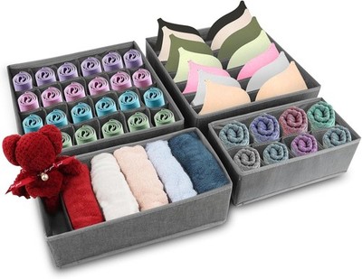 Organizer Box, Unterwäsche Organizer 4er Set, Aufbewahrungsbox, Schrank