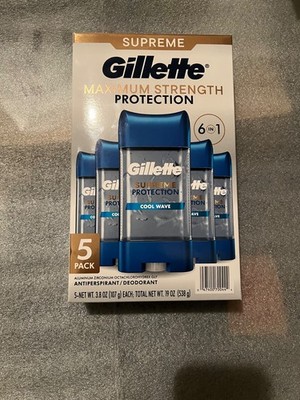 5 Pack Gillette Supreme Protection Cool Wave Gel Antiperspirant/Deodorant 3.8oz