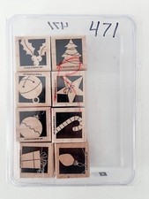 New STAMPIN UP  HOLIDAY BLOCKS WOODEN RUBBER STAMP SET OF 8