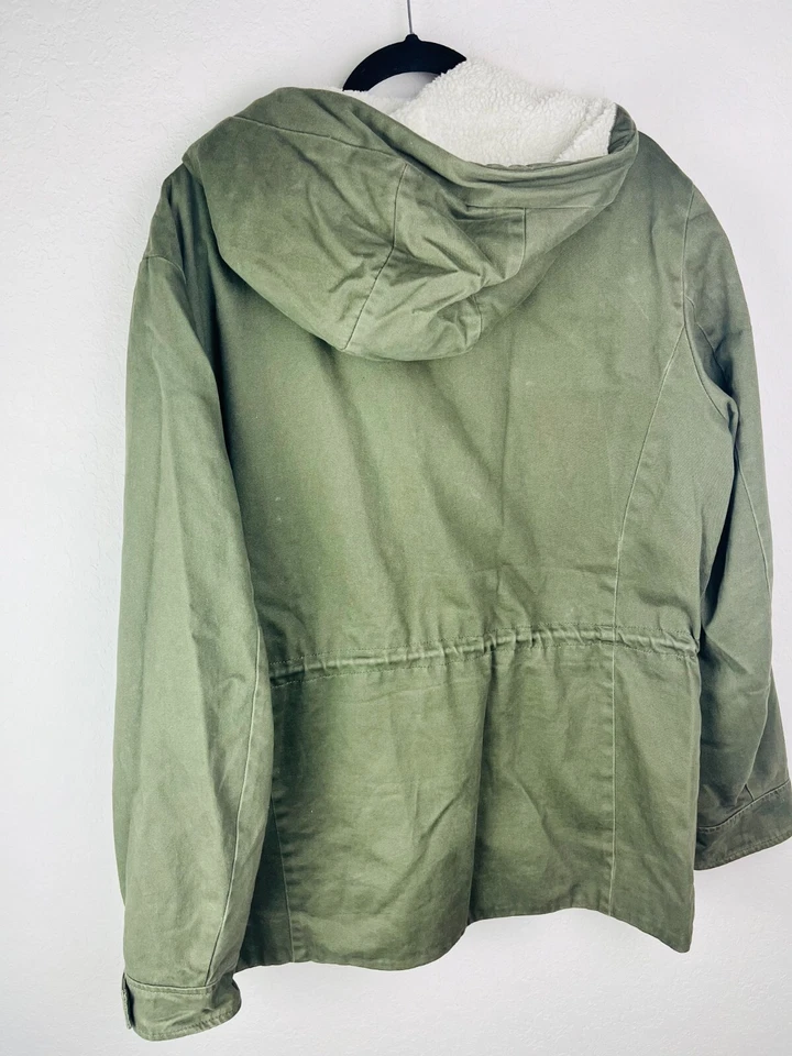 CHAQUETA PARKA JACK JONES Hombre Talla L Grande Verde Oliva Forrada Capucha Marrón Abrigo Foto 2 de 4