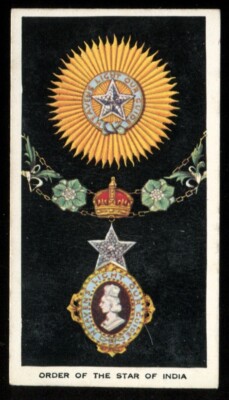 UK Tabakkarte, Grau, Britische Ritterorden & Tapferkeit, 1936, Exalted India, #7