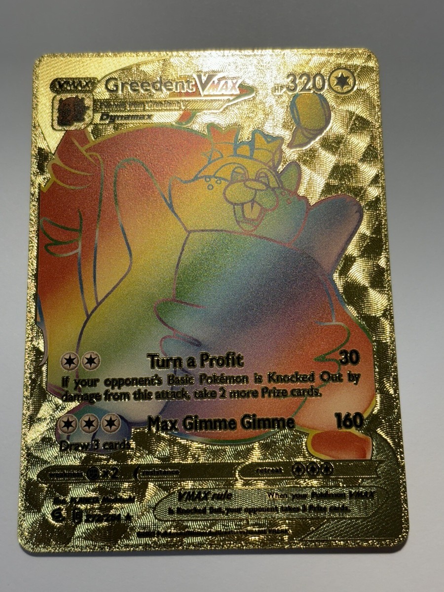 Greedent VMAX 272/264 Rainbow HP320 Gold Foil Fan Art Greedent VMAX 272/264 Rainbow HP320 Gold Foil Fan Art
