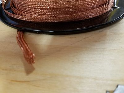 100 Ft' Flat Braided braid pure Copper Wire 3/16'' Wide Ground Strap USA