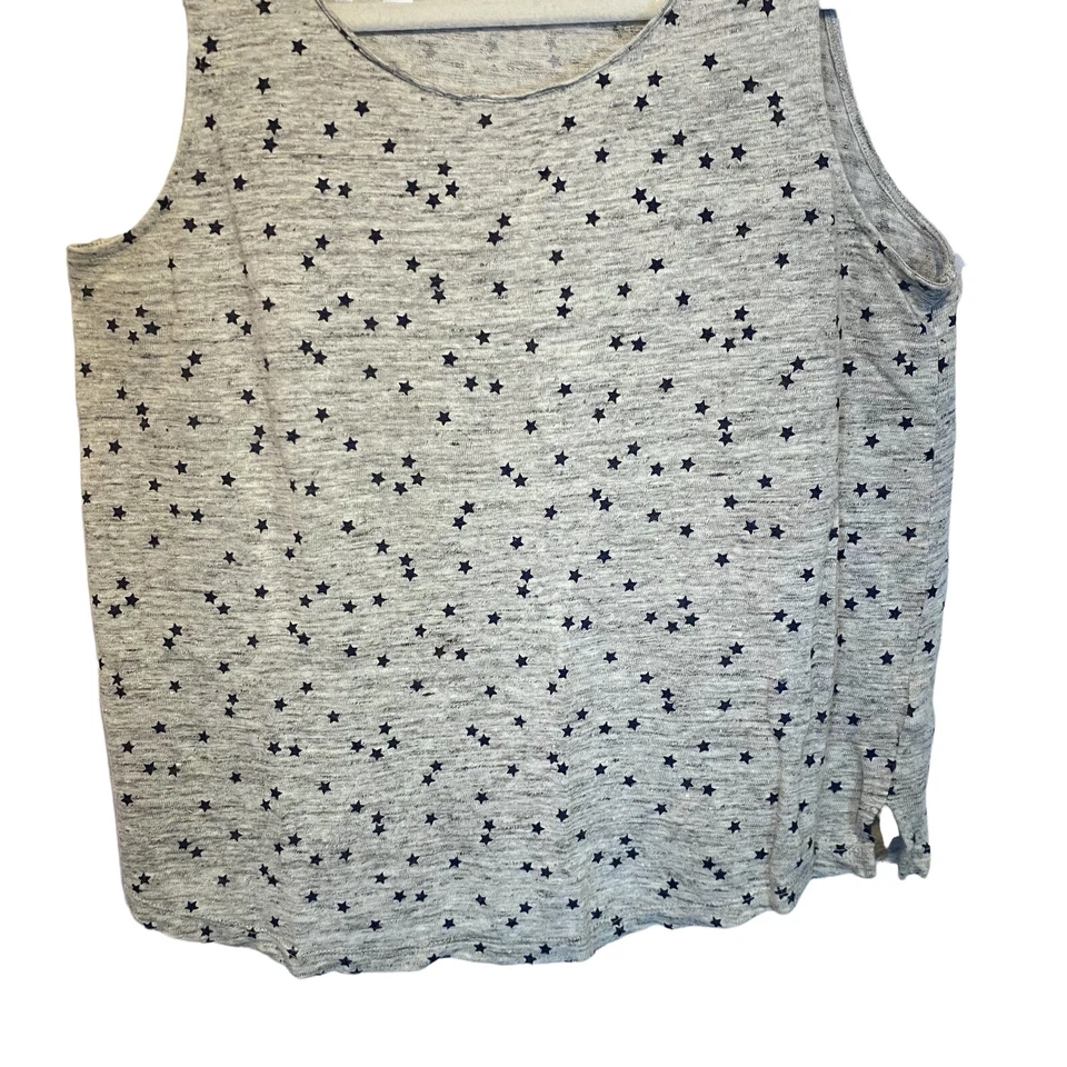 Футболка Вилли Смита размер S вересковый серый 100% лен со звездным принтом без рукавов - Изображение 3 из 4