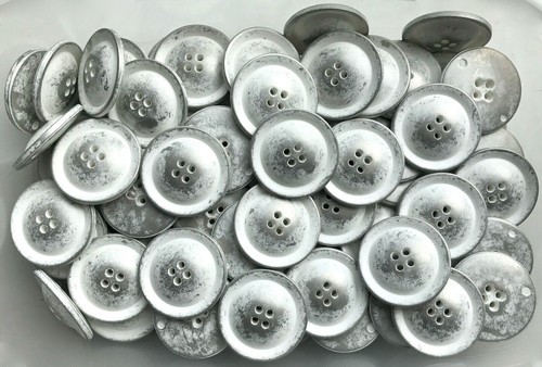 Buttons 18mm 23mm 30mm 34mm White Aged Silver Shabby Chic 4 Hole W426-A M65 M65A - Picture 18 of 24