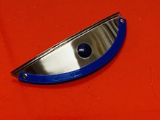 LAMBRETTA VESPA 130MM WIDE BIEMME STAINLESS STEEL HEAD LAMP PEAK WITH BLUE GEM