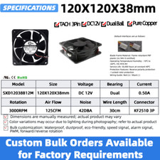 12038 Industrial Cooling Fan 120x120x38mm Dual Ball DC12V/24V/ AC110V/220V 120mm