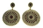 studded with Brown faceted crytals Fashion Earring gold filigree disk
