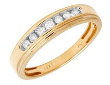 Men's 10K Yellow Gold 1 Row Channel Genuine Diamond Wedding Ring Band 0.25ct 5MM