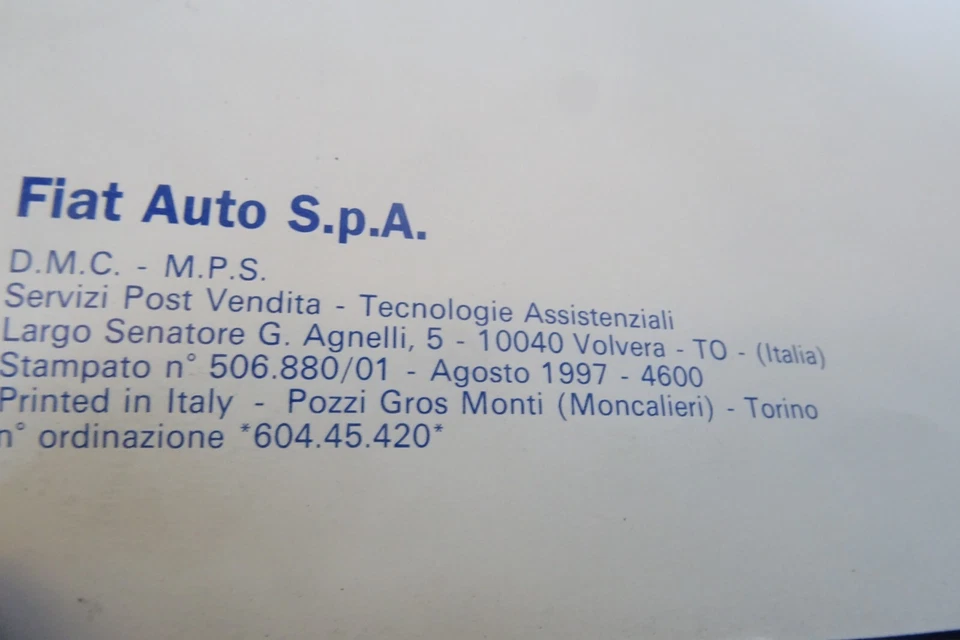 manuale officina Fiat Palio Weekend impianto elettrico carrozzeria Pick up - Immagine 4 di 4