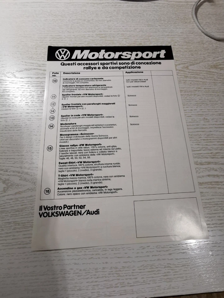 MOTORSPORT VW GOLF ANNI 80 depliant - Immagine 4 di 4