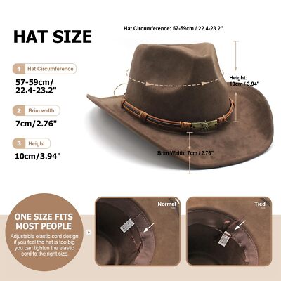 Cowboy Hat for Women and Men Western Suede Hat Panama Hat  display picture 1
