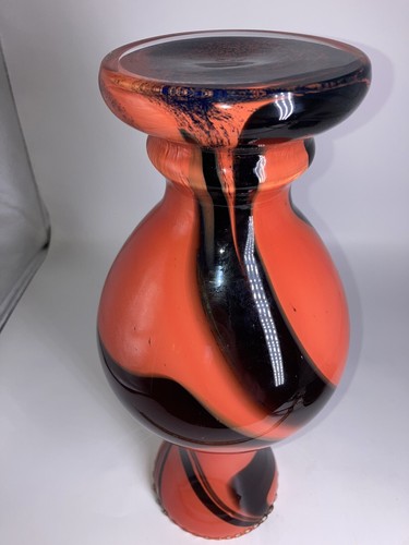 Carlo Morotti Vintage Glass Vase Orange Blue Black Opaline Glass No Chips - Picture 10 of 16