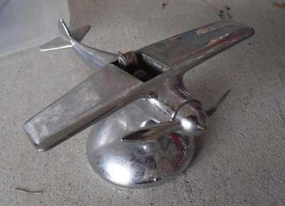 Vintage 30s Dollin Diecasters Co. Chrome Plane Airplane Table Cigarette  Lighter