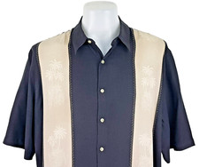 CROFT & BARROW Mens Black & Beige S/S LUXURY HAWAIIAN SHIRT - XLT - 52" -RRP �75
