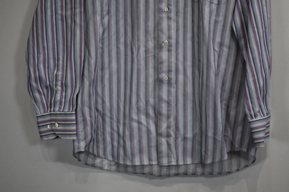 Camisa de vestir St Croix para hombre línea de cabello a rayas manga larga de algodón con botones L Foto 4 de 4