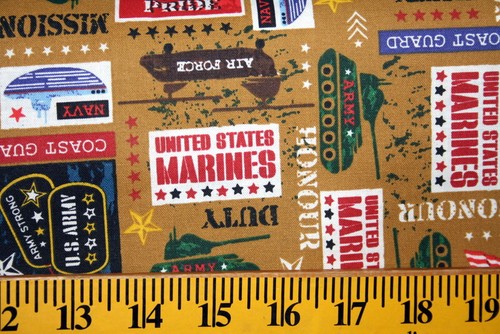 SERVICE WITH PRIDE - ARMY - NAVY - COAST GUARD - MARINES - 100% COTTON FABRIC - Picture 5 of 5