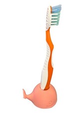 Whale Shaped Kid's Toothbrush Holder - Non-Slip Silicone - PINK