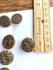 Lot 8 vtg gold tone metal shank buttons, 5 filagree/ mirror, 3 other — photo 3