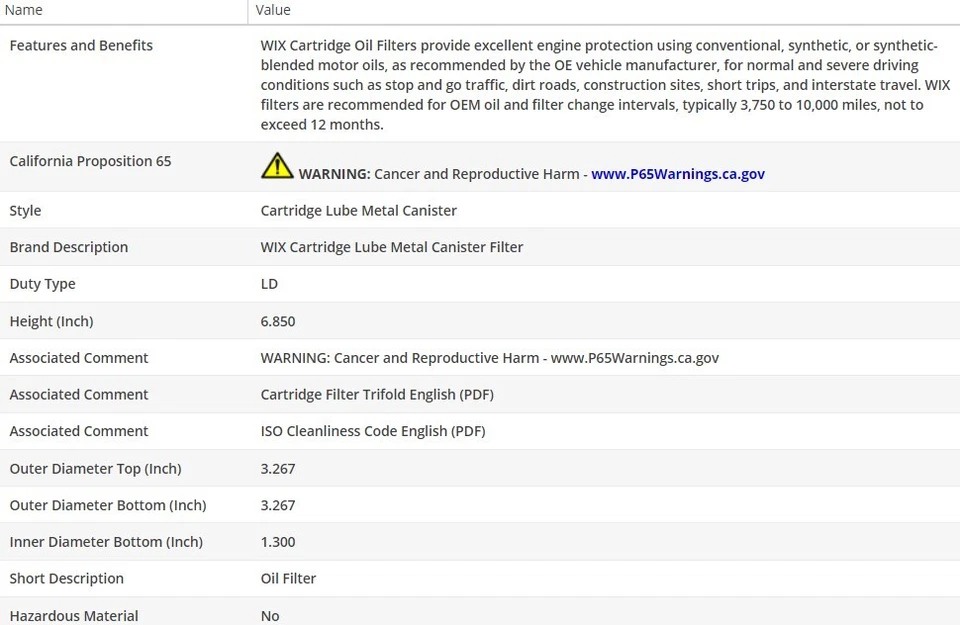Filtro de aceite de motor OEM WIX para MERCEDES-BENZ E300 1996-1999 L6-3,0 L Foto 3 de 4