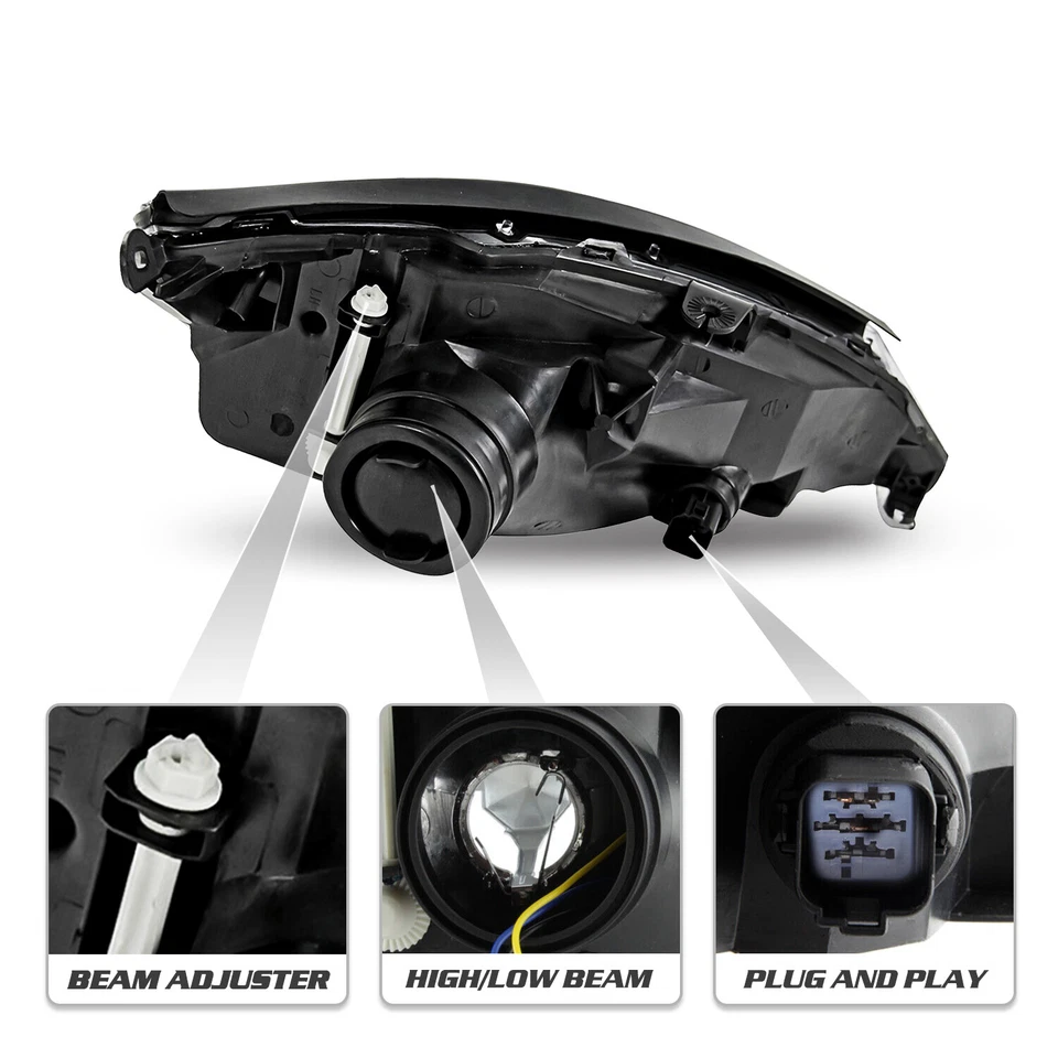 Conjunto de faros halógenos negros transparentes 00-04 L+R para Ford Focus 2000-2004 Foto 4 de 4
