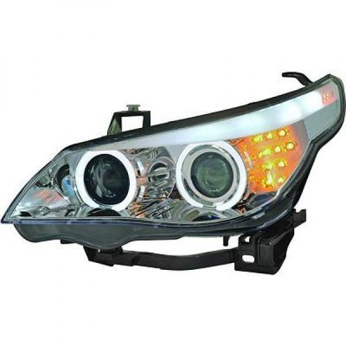 LHD Projektor Scheinwerfer Paar Angel Eyes Klar Chrom Für BMW 5er Serie E60 61 - Bild 2 von 4