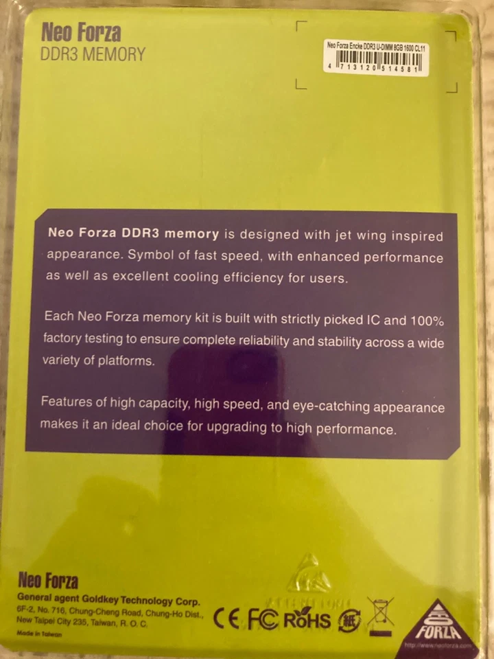 Neo Forza 2x8gb ddr3 1600mhz used/new - Image 2 of 3