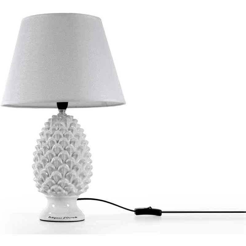 LAMPADA LUMETTO CON DESIGN A PIGNA CON BASE IN COLORE BIANCO 44.5 CM