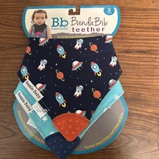 Bazzle Baby BandaBib Teether  'Space Cadet'  2 PK   New