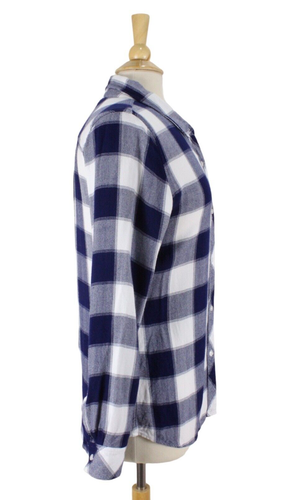 Rails Hunter Flannel Shirt Size M Navy White Buffalo Plaid Long Sleeve - Picture 2 of 12