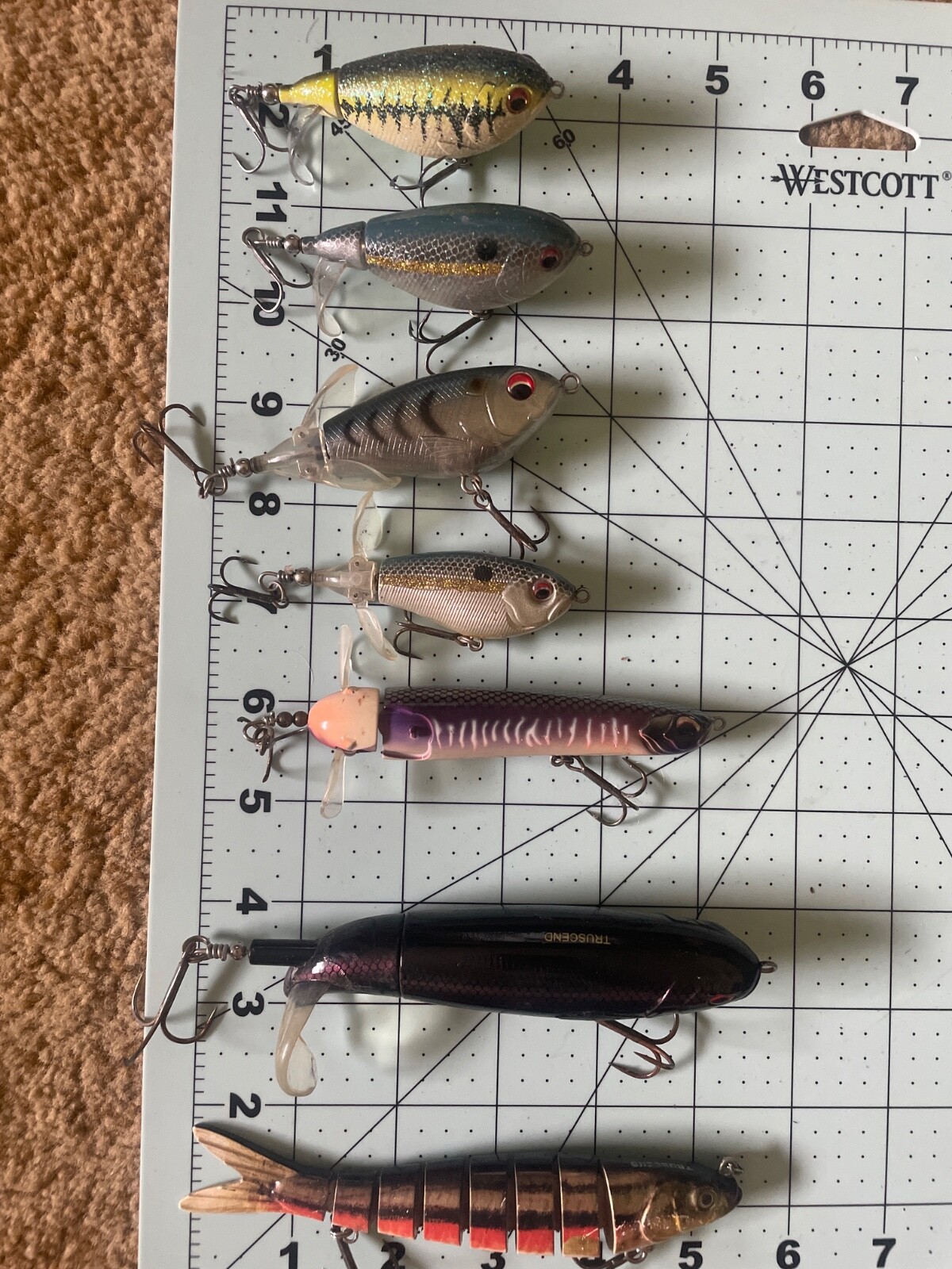 TRUSCEND lot 7x pcs Fishing Lures ploppers swim baits segmented top water rare