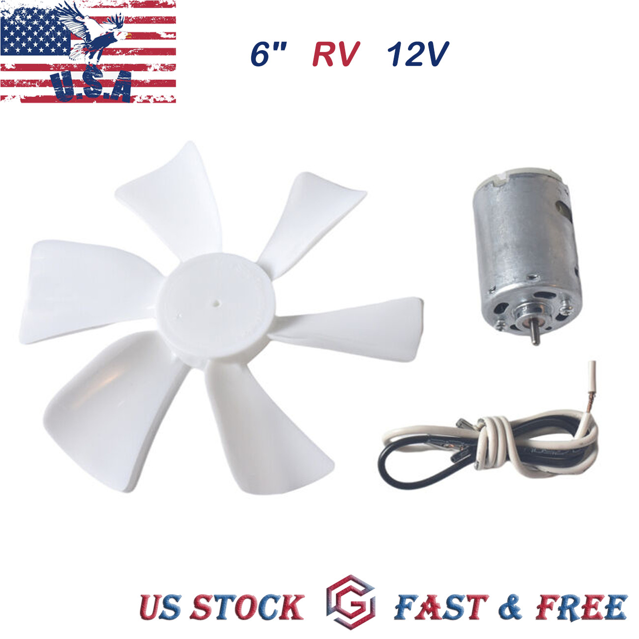 6 inch RV Vent Fan 12V D-Shaft RV Fan Motor For RV Exhaust R