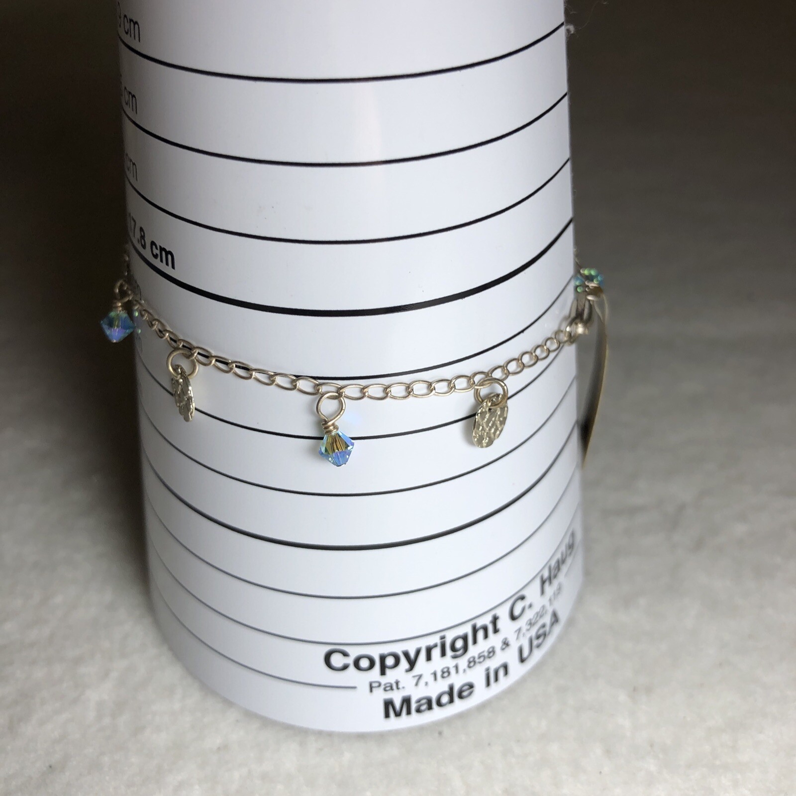 Delicate Silver Tone Tiny Blue Dangle Bracelet Lo… - image 6