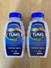2x LOT Tums Ultra Strength 1000 72 Chewable Tablets - Assorted Fruit Flavor