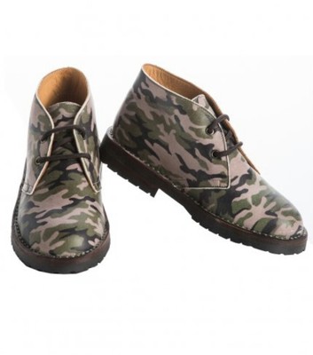 New PePe Camouflager Boots boys Girls made in Italy leather size 1 eu 32 shoes