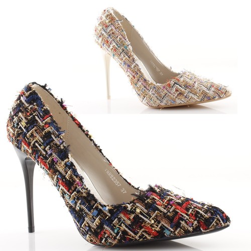 decolte donna a punta scarpe tacco a spillo alto 10 multicolor nere beige |  eBay