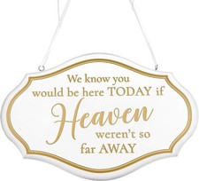 Lillian Rose White Metallic Gold Memorial Wedding Chair Sign, 10"x7.5"