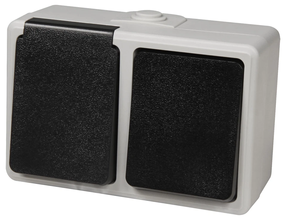 Feuchtraum Aufputz Steckdosen Taff Serie IP44 2er 3er AP Kombi Schalter f. Außen - Bild 4 von 4