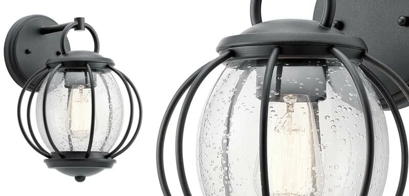 Aplique de pared exterior Kichler 49728BKT - Vandalia 1 luz 14,5" con acabado negro Foto 3 de 4