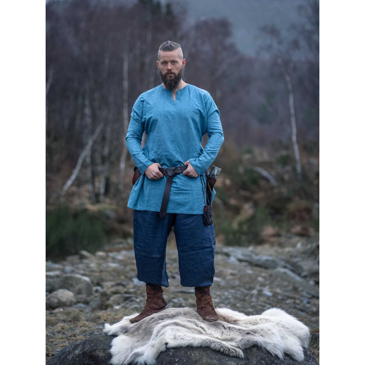 Pantalones vikingos de lino azul oscuro "Wodan"; pantalones medievales; disfraz
