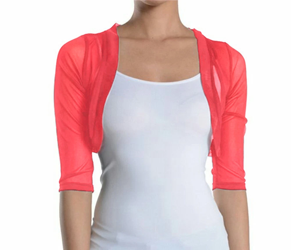 Secrets Coral 3/4 Bolero Shrug Cropped Cardigan Jacket . eBay