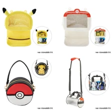 Pokemon Center Original Plush Wall Pocket Travel Pouch mini Drum Bag Set of 4